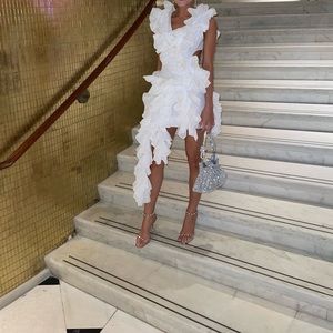 Aknvas Olive Open-Back Ruffled Mini - Bachelorette Dress.SOLD OUT everywhere